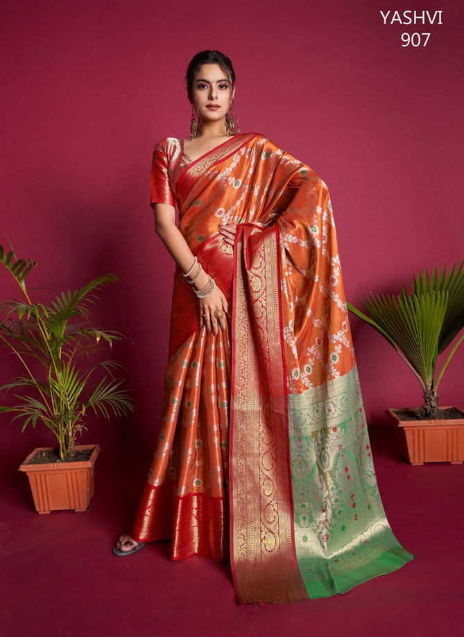 Orange Colour Yashvi By Fashion Lab Silk Saree Catalog 907