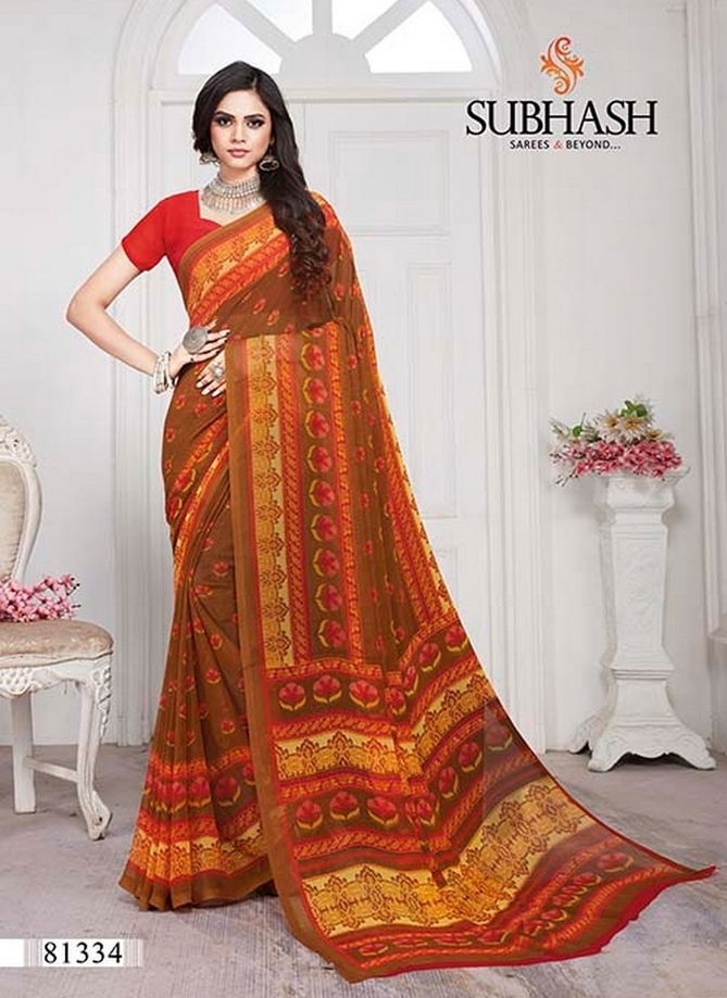 Subhash Saree New Year Designer Printed Georgette Elegant Daily Wear Simple Low Range Saree Collections