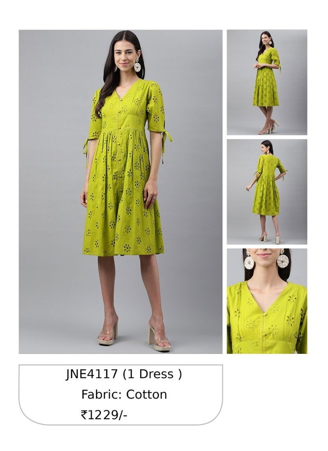 Parrot Colour Janasya Designer Kurti Catalog 4117