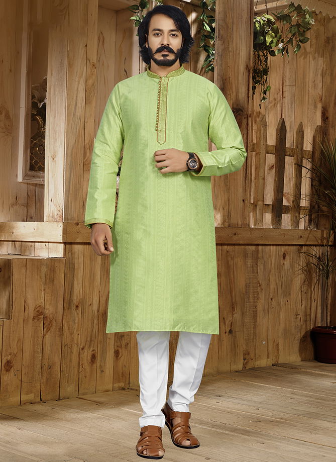 Parrot Colour Outluk 119 Festive Wear Mens Kurta Pajama Catalog 119005