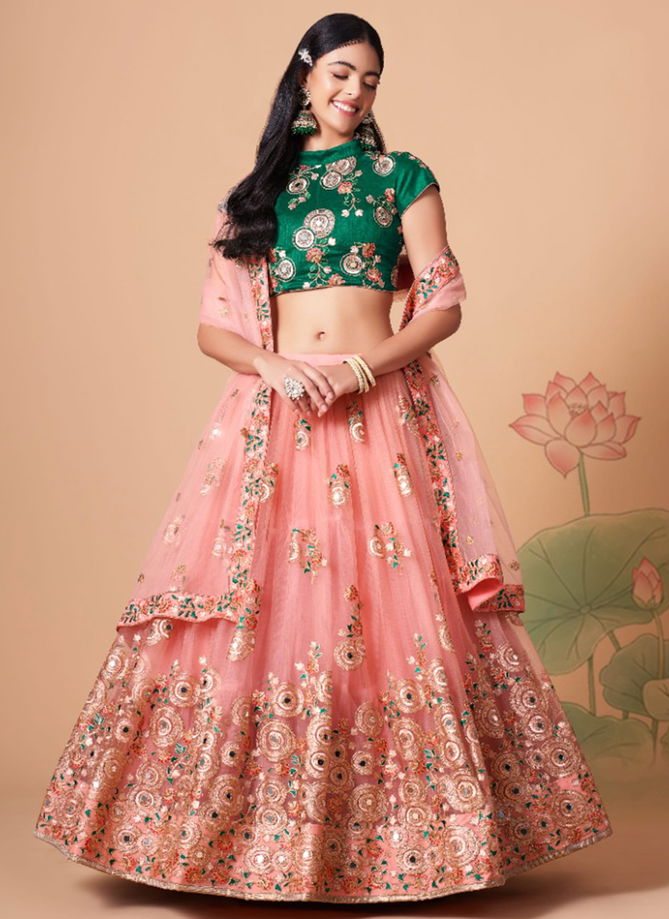 Peach And Green Colour Neo Romantic Vol 3 Wholesale Party Wear Lehenga Choli Catalog 7315