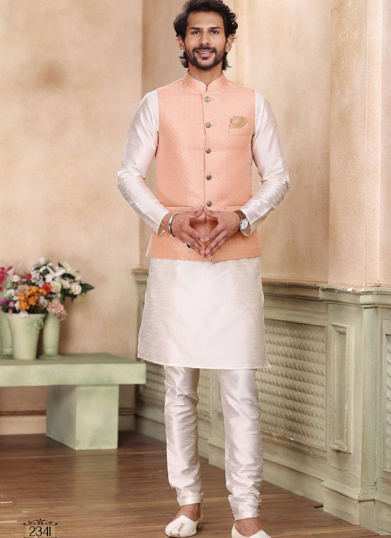 1576 Occasion Wear Mens Modi Jacket Kurta Pajama Catalog