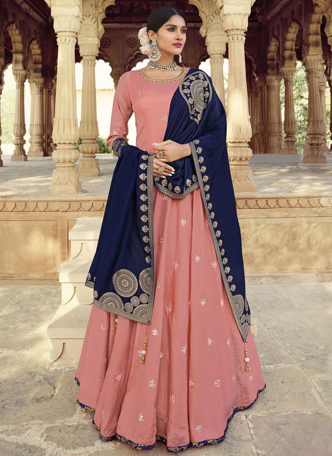 Peach Color Kadambari By Virasat Gown Catalog 1006