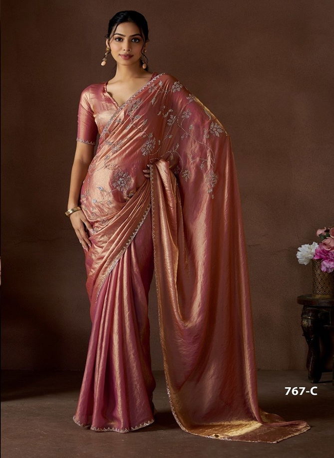 767A TO 767D Mehek Satin Silk Party Wear Saree Wholesale Market In Surat