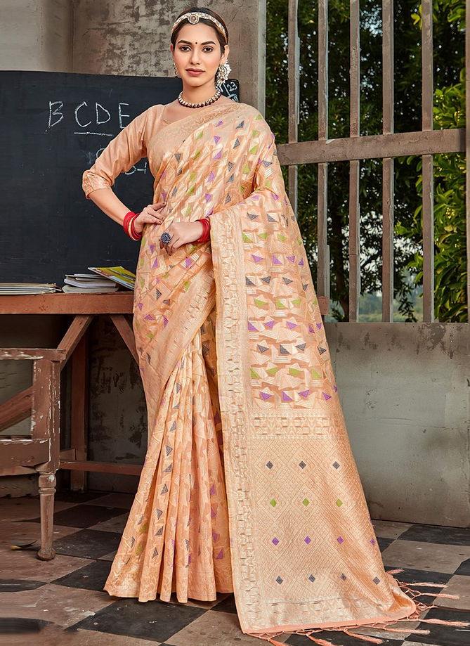 Peach Colour Anarkali By Sangam Cotton Sarees Catalog 1002