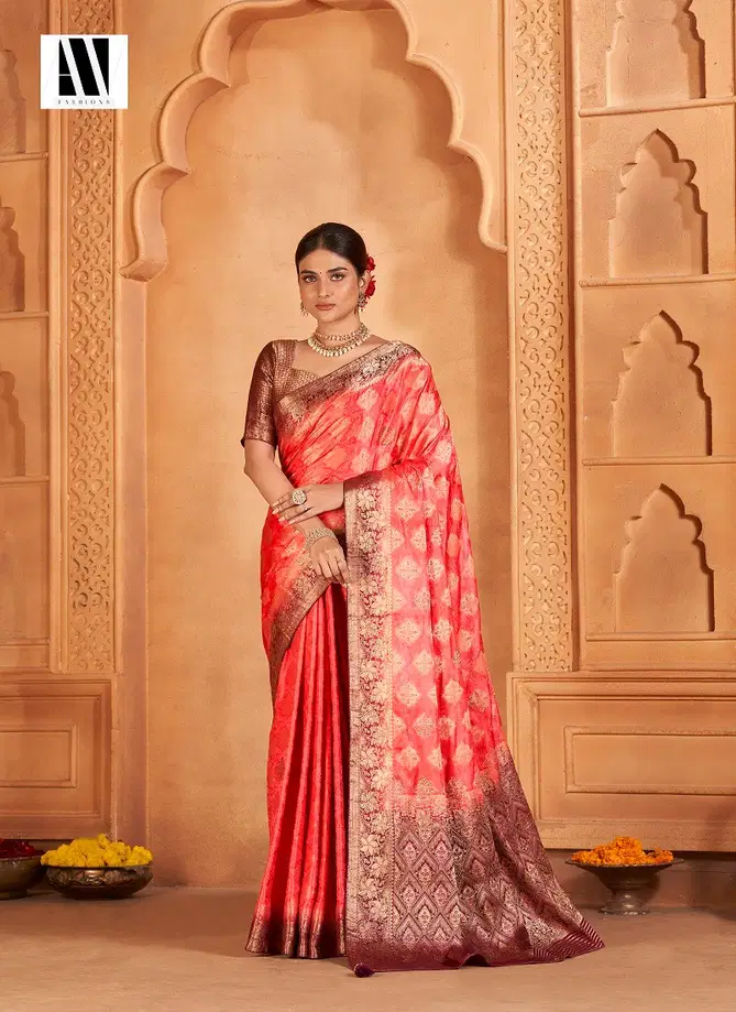 Banarasi Fusion Vol 1 By AV Satin Silk Wedding Wear Saree Wholesalers In India