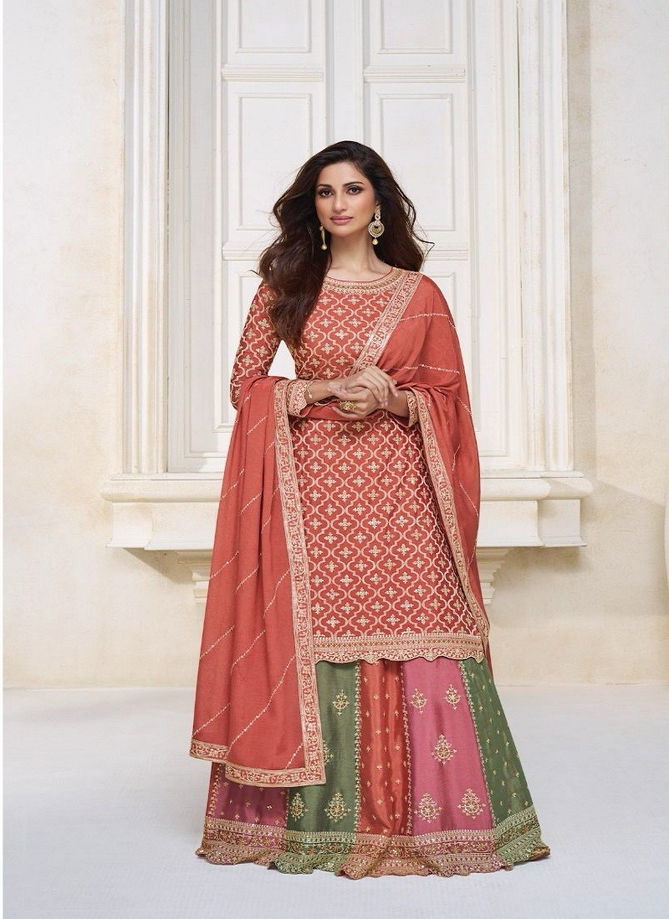 Colours By Aashirwad Creation Premium Chinon Silk Sharara Readymade Suit Catalog