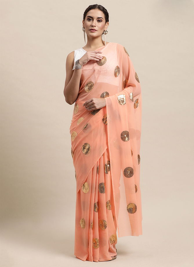 Peach Colour Fashion Lab By Pari 1101 To 1106 Georgette Saree Catalog 1104