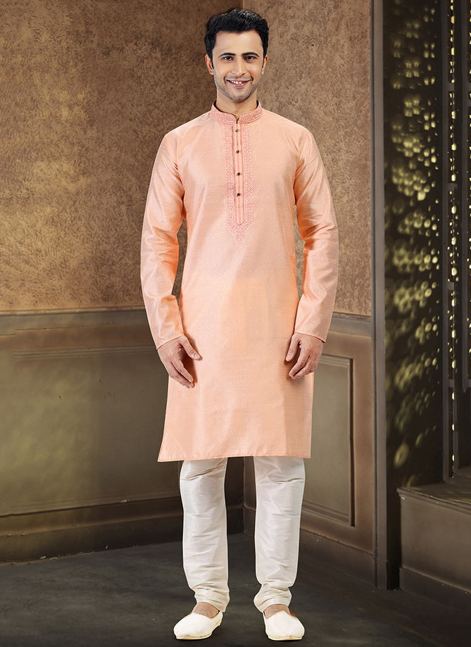 Peach Colour Function Wear Exclusive Wholesale Kurta Pajama Catalog 2021