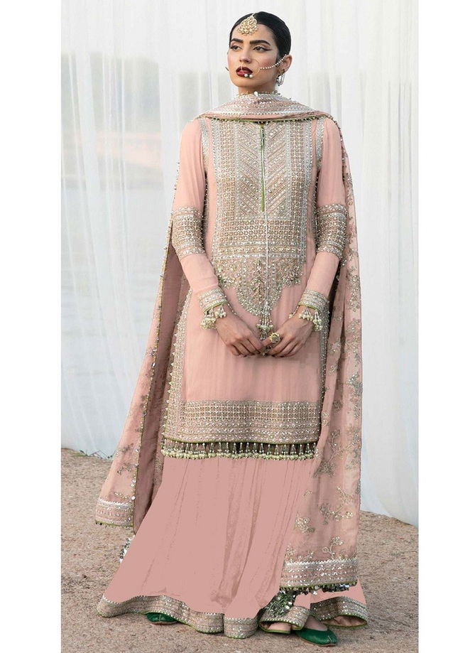 Peach Colour KF 142 Plazzo Suits Catalog 142