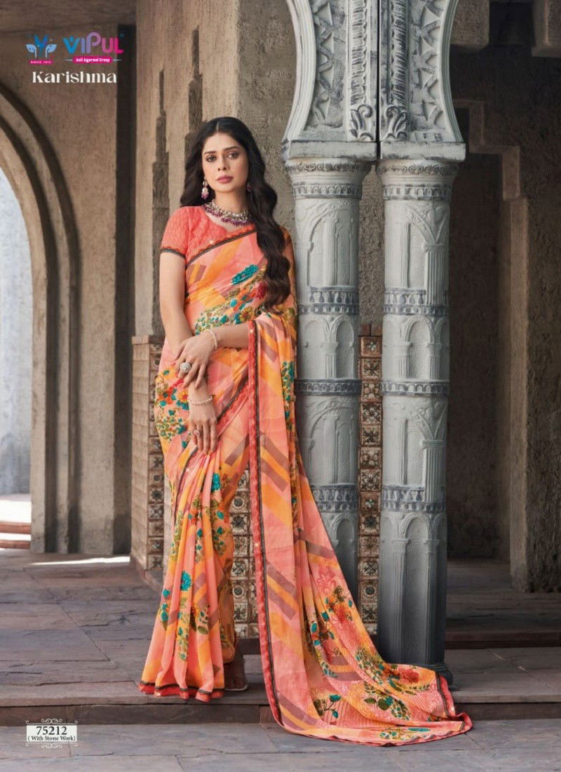 Karishma By Vipul Georgette Wear Sarees wholesale Online