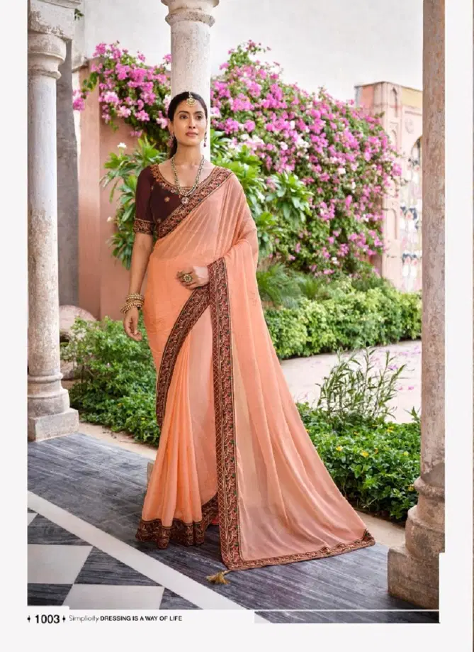 Mahima By Mahaveera Designer Heavy Border Chiffon Saree Catalog