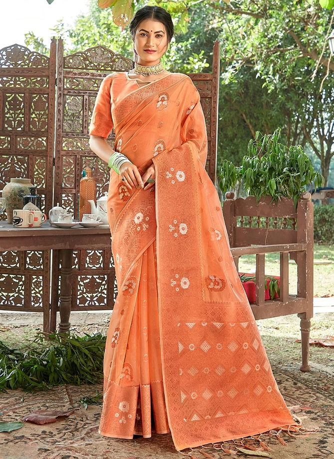 Peach Colour Mahotsav By Sangam Printed Sarees Catalog 1002