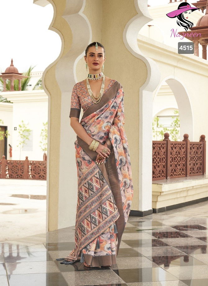 Nirvi By Nazneen Silk Digital Printed Designer Saree Catalog