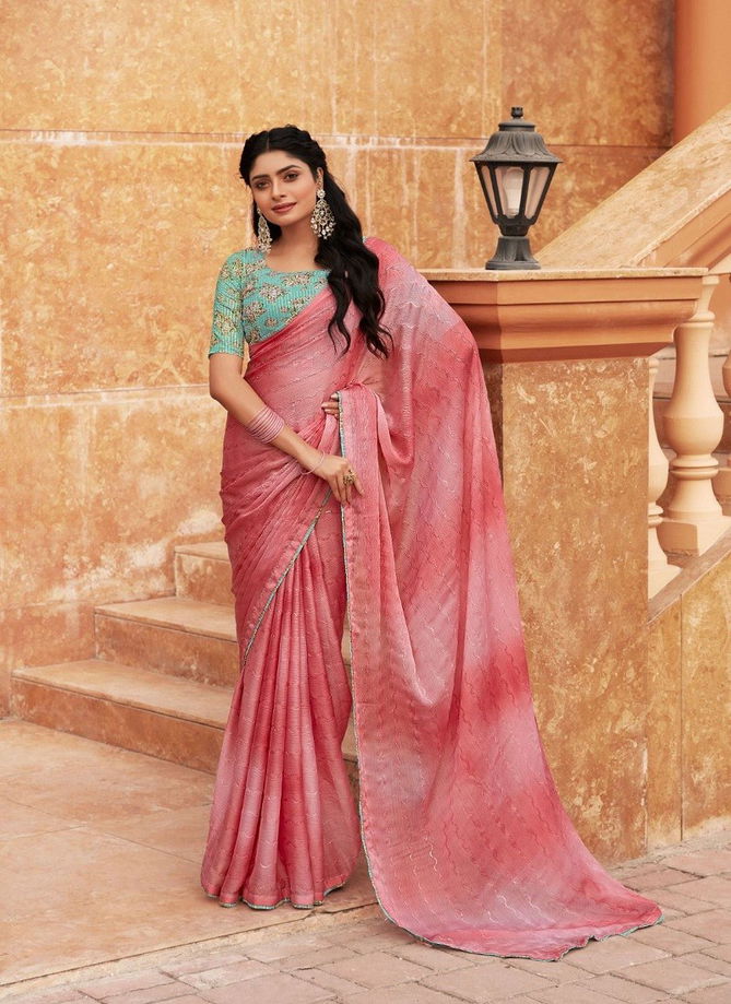 Oliva By Stavan 3D Shaded Chiffon Embroidery Saree Wholesale Online