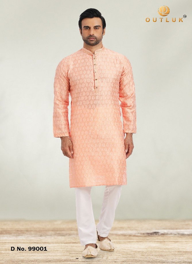 Outluk 99 Peach Colour Casual Wear Wholesale Kurta With Pajama Collection 99001