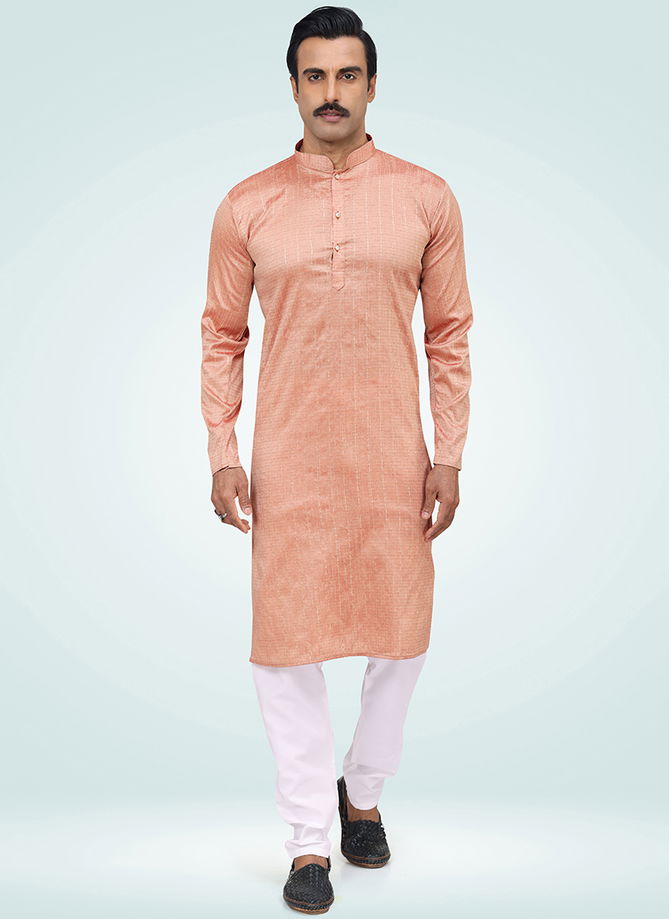 Peach Colour Outluk Vol 107 Casual Wear Wholesale Mens Kurta Pajama 107002