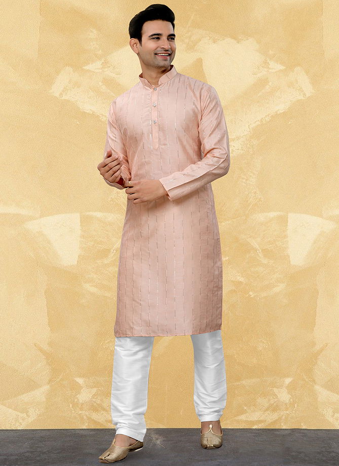 Peach Colour Outluk Vol 113 Function Wear Mens Kurta Pajama Catalog 113006