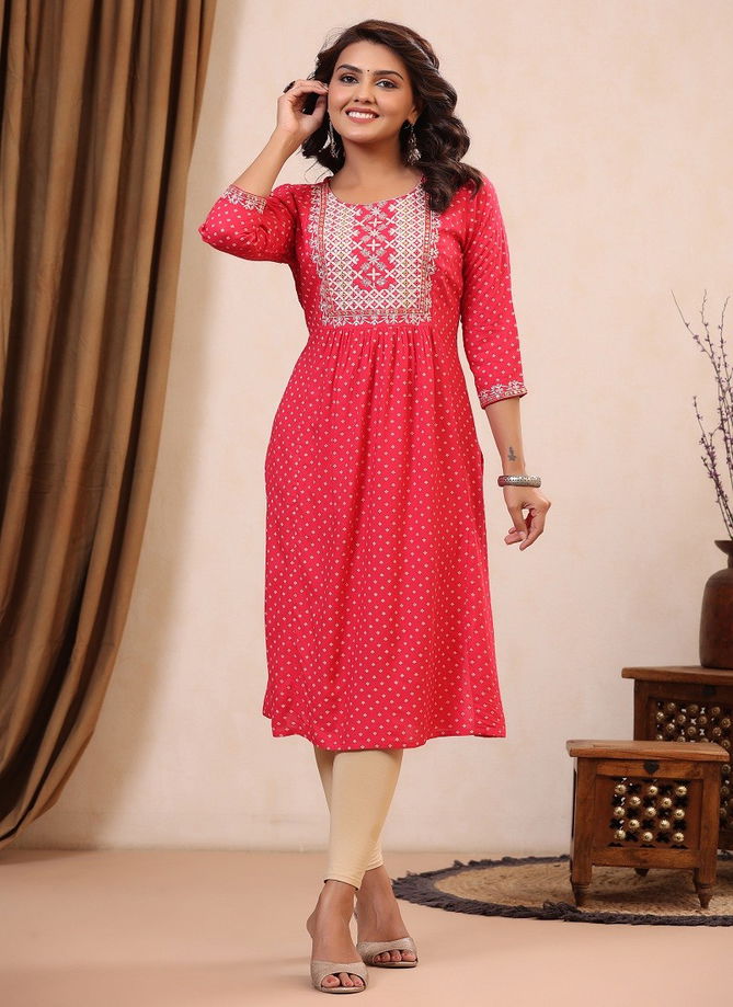 Raisin Women's Rayon Embroidered Casual Daily Wear Kurti Catalog