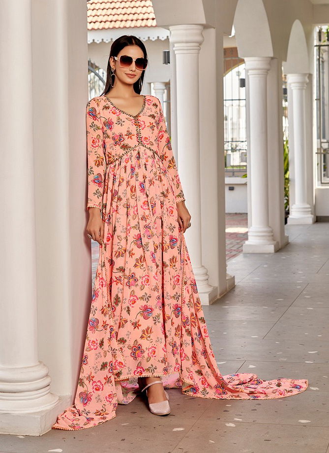 SS 161 Flower Printed Georgette Kurti With Dupatta Suppliers In India