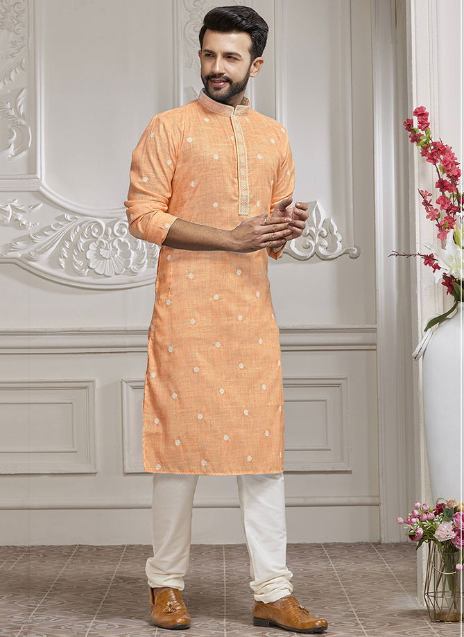 Peach Colour Sabar By Styleroof Traditional Wear Kurta Pajama Catalog 1555 3