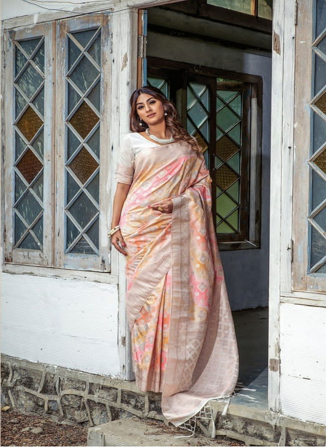 Peach Colour Sangria By Kira Silk Saree Catalog 4007