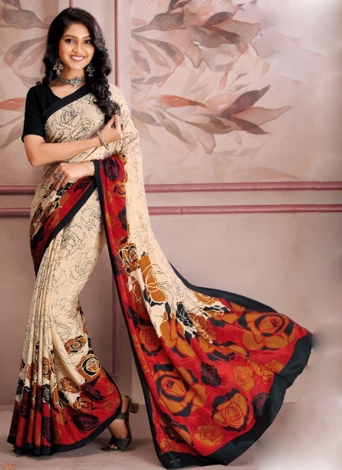 Peach Colour Uniqueness By Sushma Printed Sarees Catalog 703