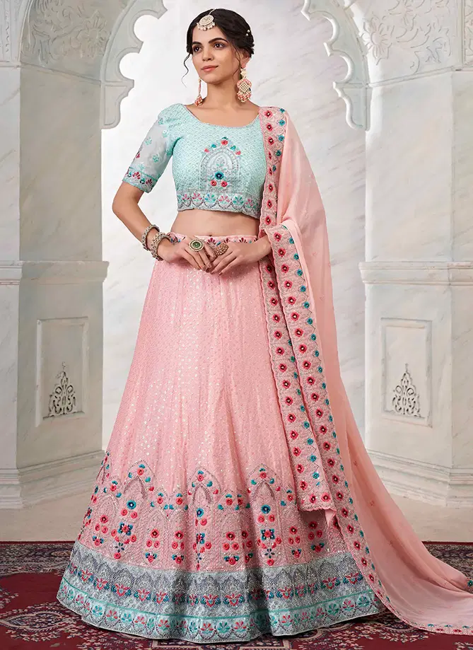 Peach Colour Volume 45 By Arya Designs Party Wear Lehenga Choli Catalog 47002