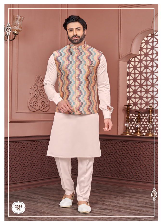 Wedding Wear Art Embroidered Banarasi Silk Mens Modi Jacket Kurta Pajama Wholesale Manufacturers