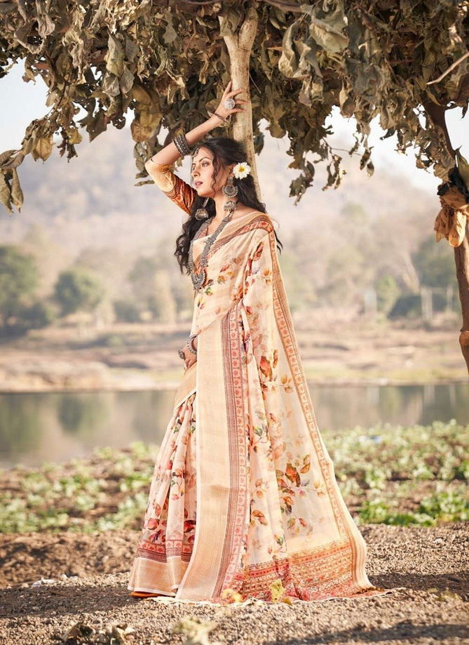 Peach Sumitra By The Fabrica Printed Saree Catalog 32010