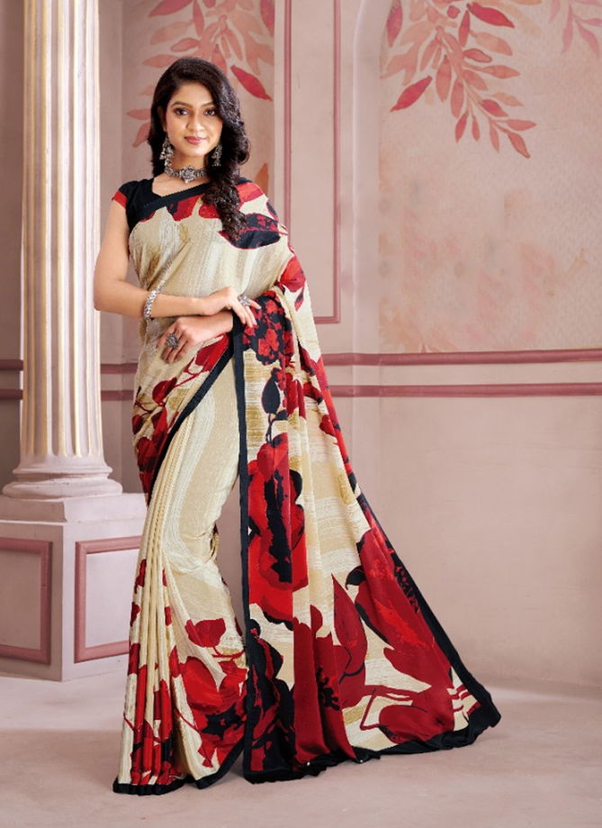 Peach Uniqueness By Sushma Printed Sarees Catalog 704