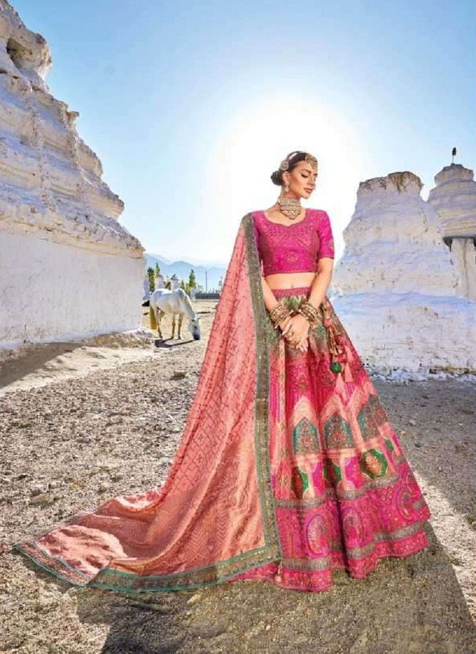 M.N.7100 Series Banarasi Silk Jacquaed (Kali) Lehenga Choli Wholesale Suppliers In Mumbai