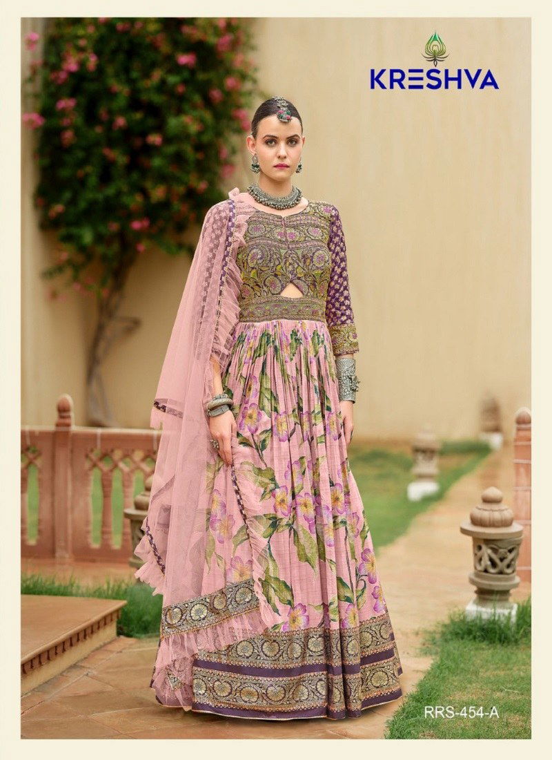 Aadyasha By Kreshva Smooth Silk Reception wear Gown Wholesale Online