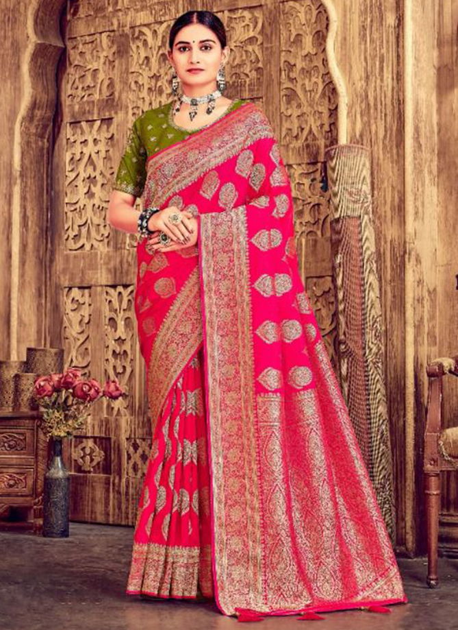 Pink Colour Banarasi Wholesale Ethnic Wear Designer Saree Catalog 406