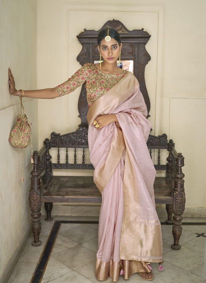 Pink Colour Chhap 2006 To 2010 By Kimora Silk Sarees Catalog 2009