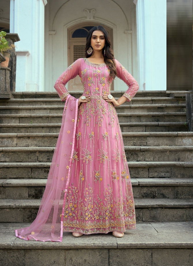 Pink ColourRuksar 1001 A To 1001 D By F K Fashion Gown Catalog 1001 A