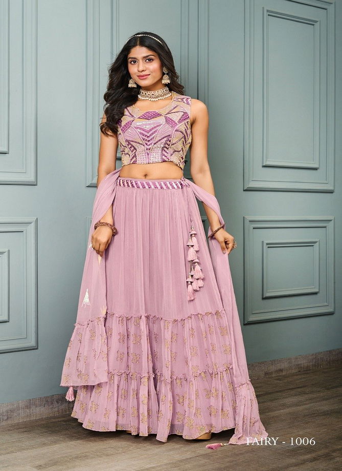 Fairy By Jivora Premium Georgette Party Wear Fancy Crop Top Lehenga Choli Catalog