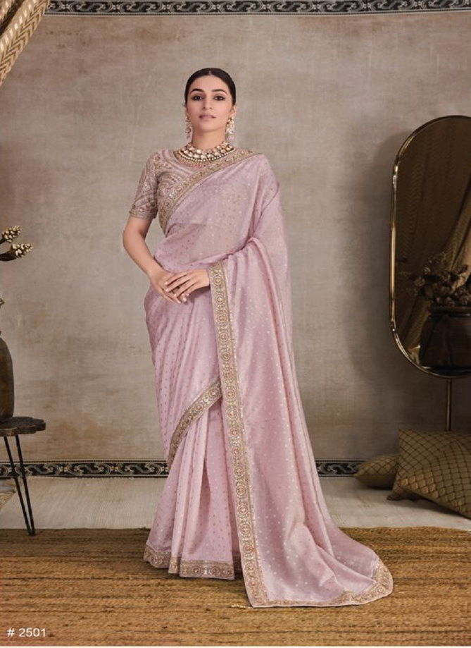 Gulabi By Renik Fashion Heavy Embroidery Organza Saree Suppliers In India