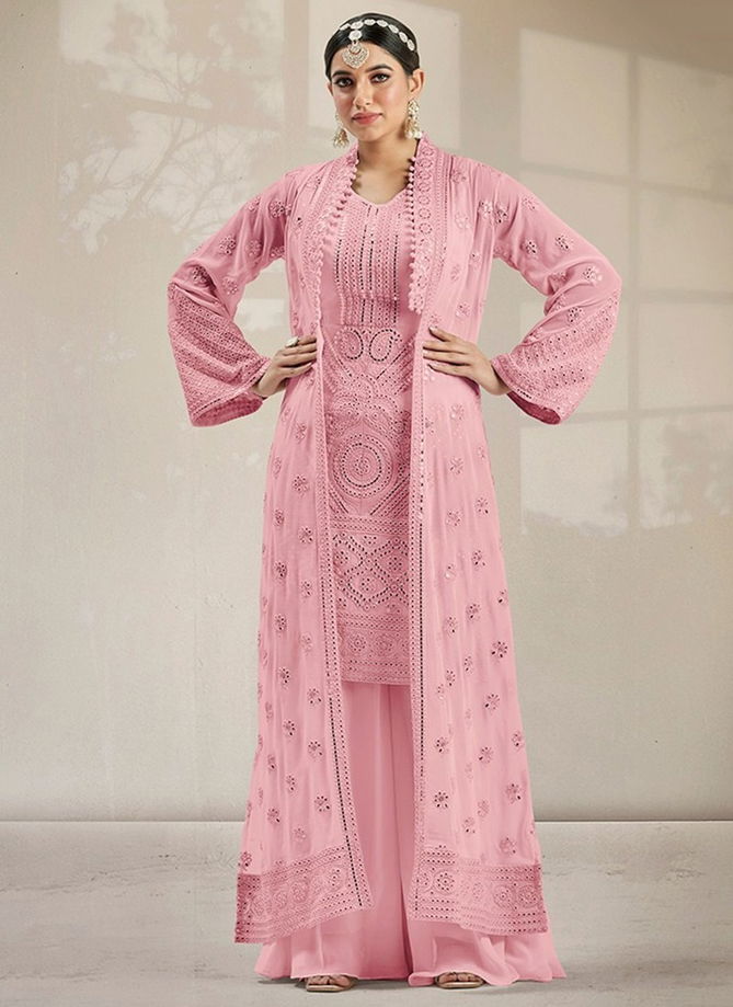 Pink Colour Gulzar 2001 Party Wear Wholesale Plazzo Suits Catalog 2001 B