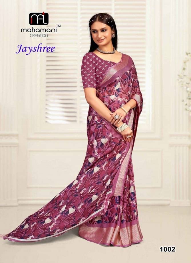 Jayshree 1001 To 1006 By Mahamani Creation Printed Saree Wholesale Market In Surat