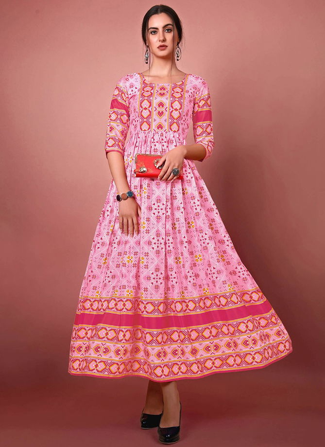 Pink Colour Jennifer Designer Wholesale Printed Kurti Catalog 4007