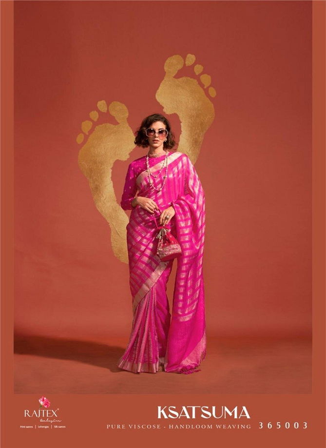 Ksatsuma 365000 By Rajtex Pure Viscose Handloom Weaving Silk Saree Wholesale In India