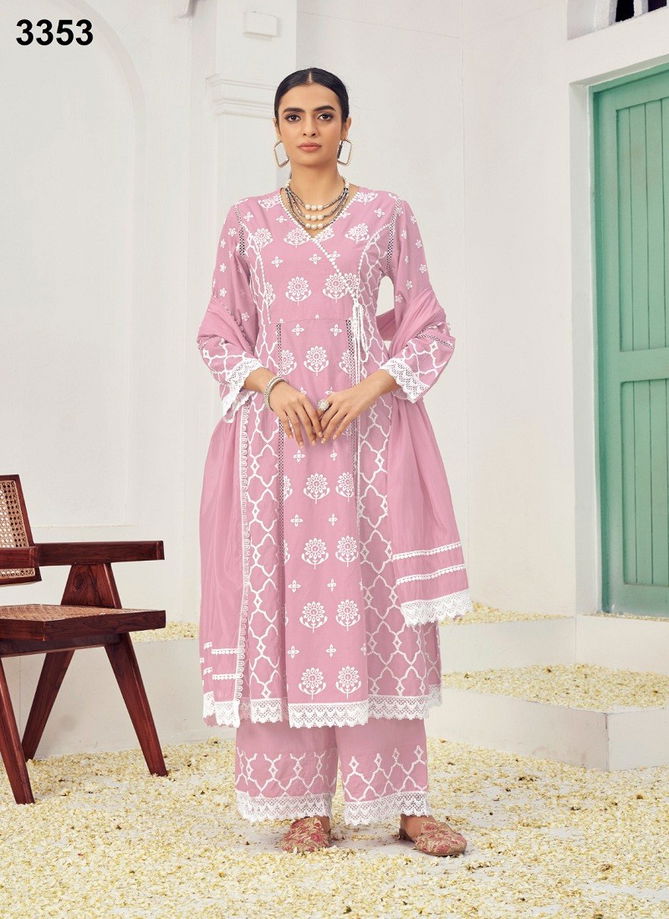 Lakhnawi By Jivora Embroidery Cotton Kurti With Bottom Dupatta