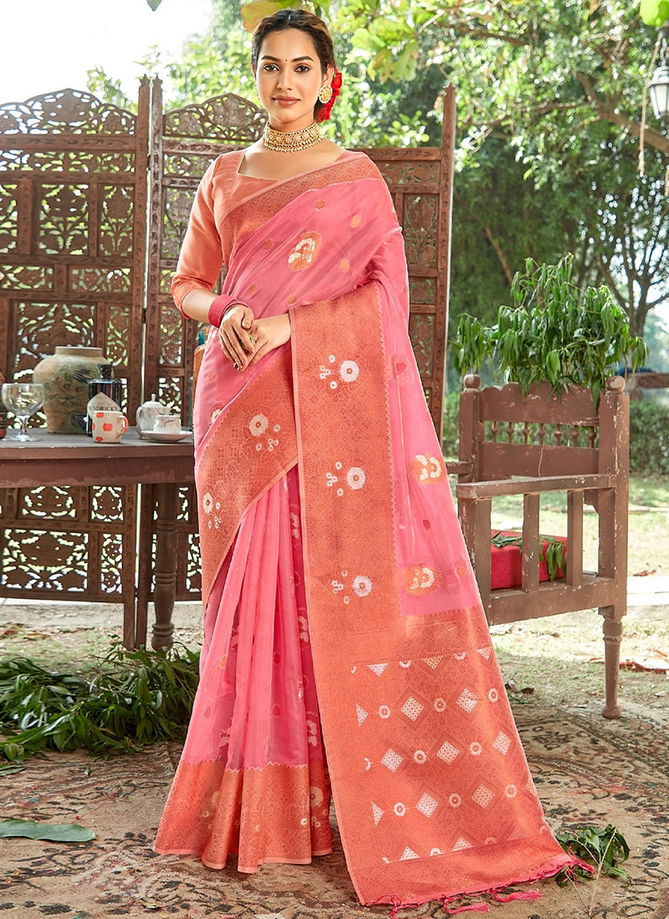 Pink Colour Mahotsav By Sangam Printed Sarees Catalog 1004