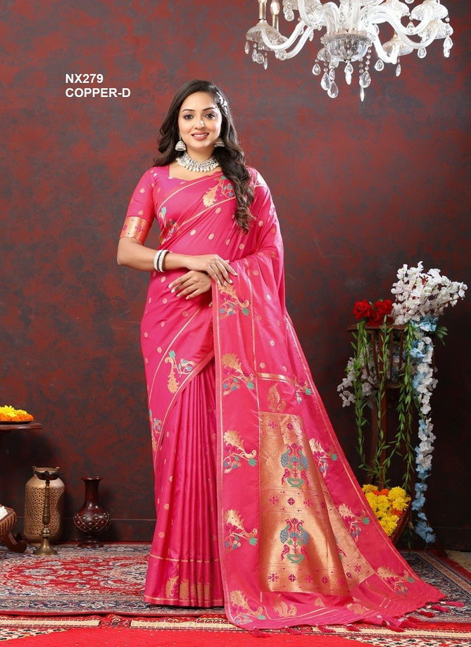 NX279 Copper Colours by Murti Nx Paithani Silk Sarees Wholesale Online