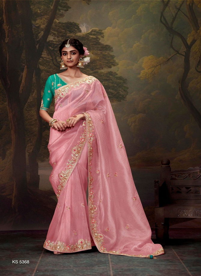 Naveli By Kimora Tissue Organza Weddding Wear Saree Suppliers In India