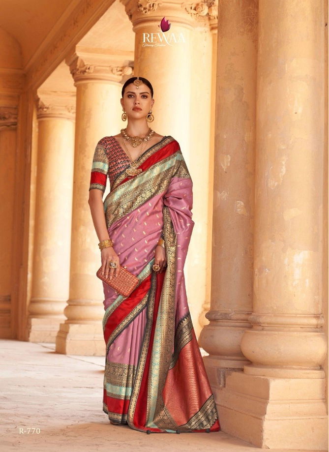 Pink Colour Prasang By Rewaa Silk Sarees Catalog 770