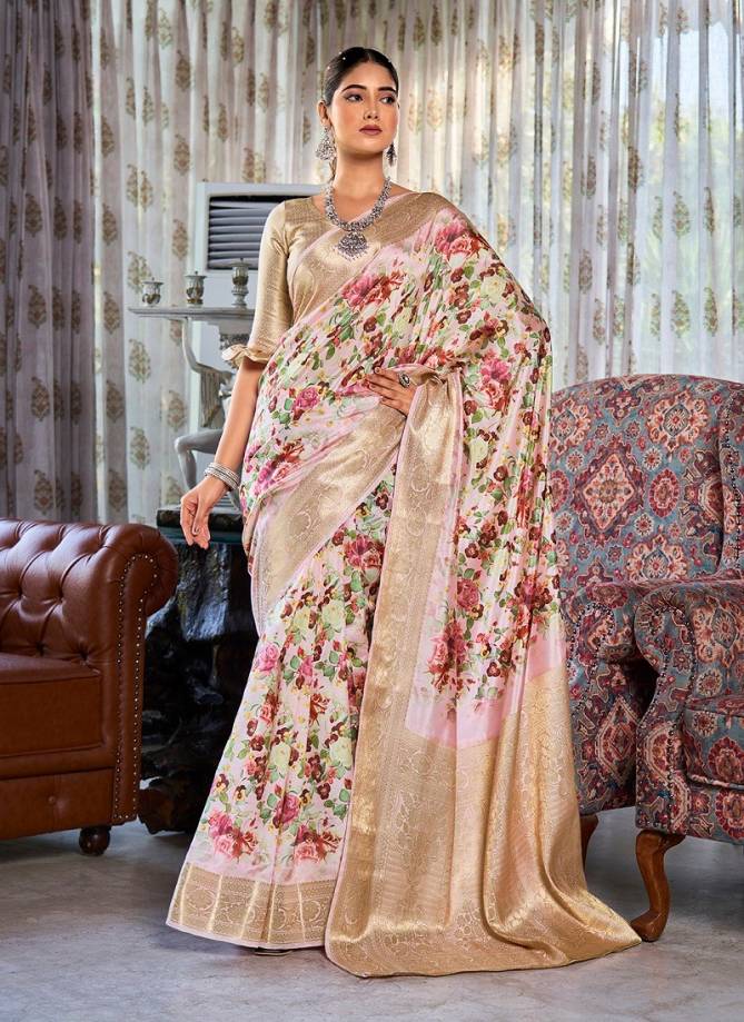 SS 174 Flower Printed Silk Womans Wholesale Saree Suppliers In Mumbai