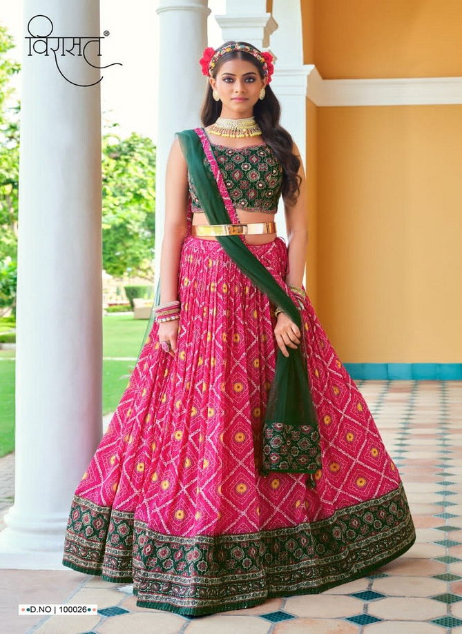 Pink Colour Saanvi By Virasat Party Wear Lehenga Choli Catalog 100026