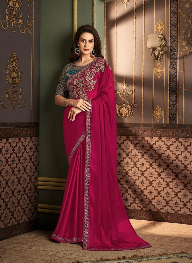 Sandalwood 1202 Colour By TFH Designer Silk Party Wear Saree Wholesale Online